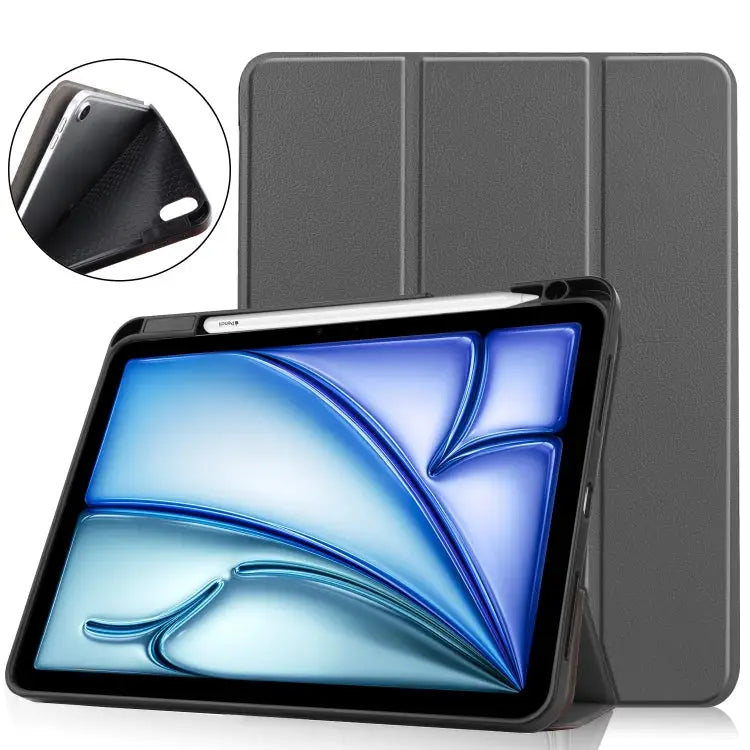 Custer TPU Pure Color 3-Fold Holder Smart Leather Tablet Case For iPad Air 11 2024 / 2025 - For iPad Air 11 2024 / 2025