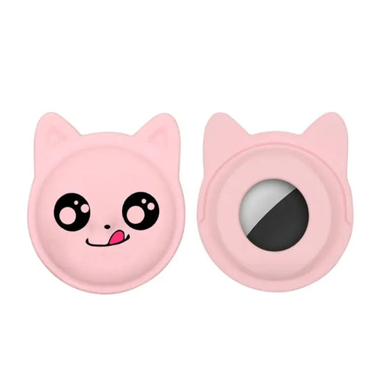 Cute Cartoon Pet Collar Anti-lost Tracker Silicone Case For AirTag Naughty Smile - Naughty Smile / Pink - Apple
