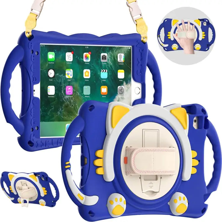 Cute Cat King Kids Shockproof EVA Protective Case with Holder & Shoulder Strap & Handle For iPad mini 5 / 4 / 3 / 2 /1