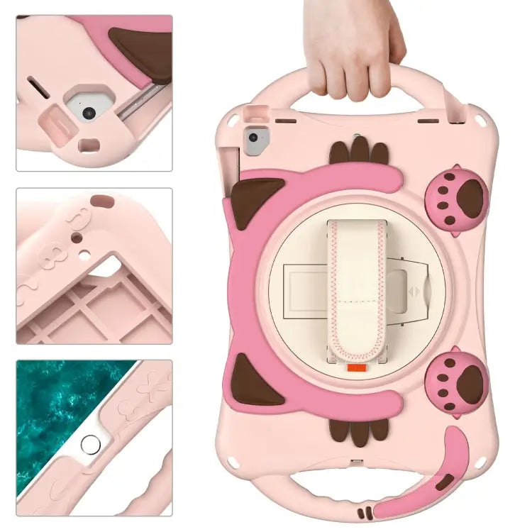 Cute Cat King Kids Shockproof EVA Protective Case with Holder & Shoulder Strap & Handle For iPad 9.7 2018 / 2017 / Air