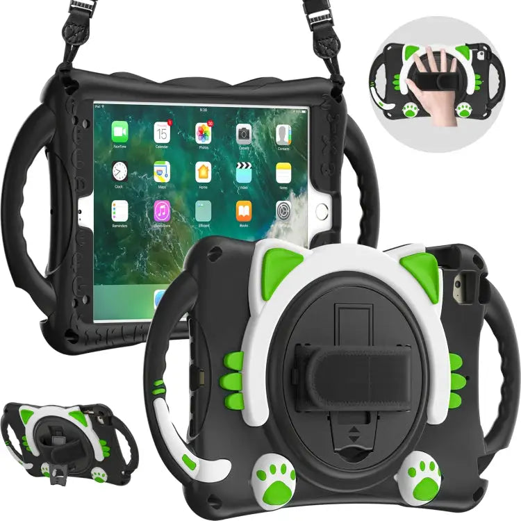 Cute Cat King Kids Shockproof EVA Protective Case with Holder & Shoulder Strap & Handle For iPad mini 5 / 4 / 3 / 2 /1