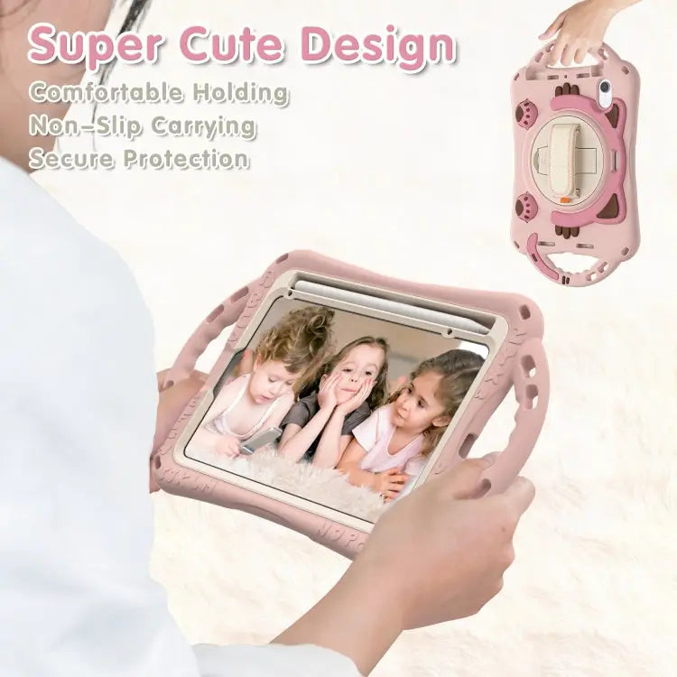 Cute Cat King Kids Shockproof EVA Protective Case with Holder & Shoulder Strap & Handle For iPad mini 6 / mini 2024