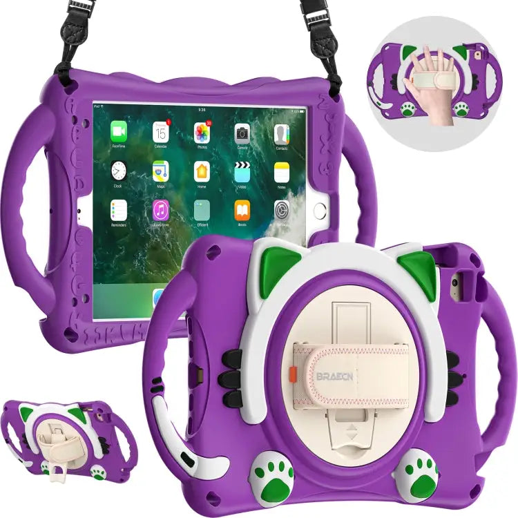 Cute Cat King Kids Shockproof EVA Protective Case with Holder & Shoulder Strap & Handle For iPad mini 5 / 4 / 3 / 2 /1