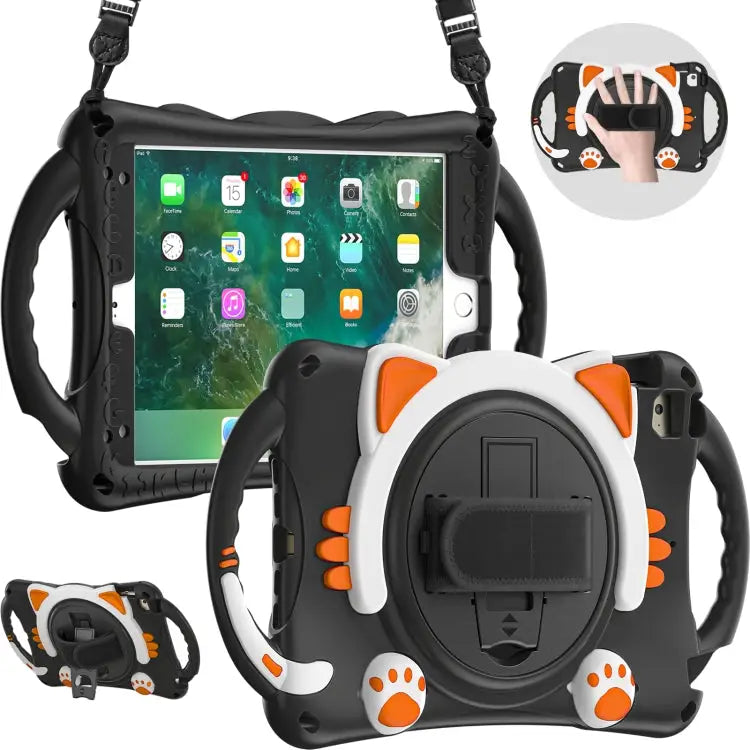 Cute Cat King Kids Shockproof EVA Protective Case with Holder & Shoulder Strap & Handle For iPad mini 5 / 4 / 3 / 2 /1