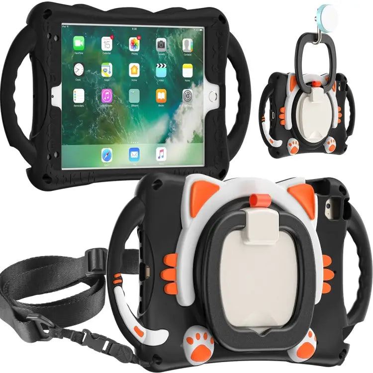 Cute Cat King Kids Shockproof EVA Protective Case with Holder & Shoulder Strap & Handle For iPad mini 2019 / 4 / 3 / 2