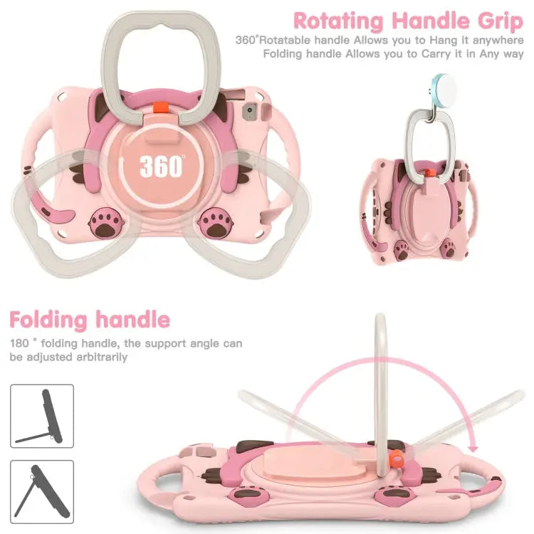 Cute Cat King Kids Shockproof EVA Protective Case with Holder & Shoulder Strap & Handle For iPad mini 2019 / 4 / 3 / 2