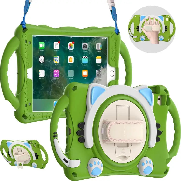 Cute Cat King Kids Shockproof EVA Protective Case with Holder & Shoulder Strap & Handle For iPad mini 5 / 4 / 3 / 2 /1