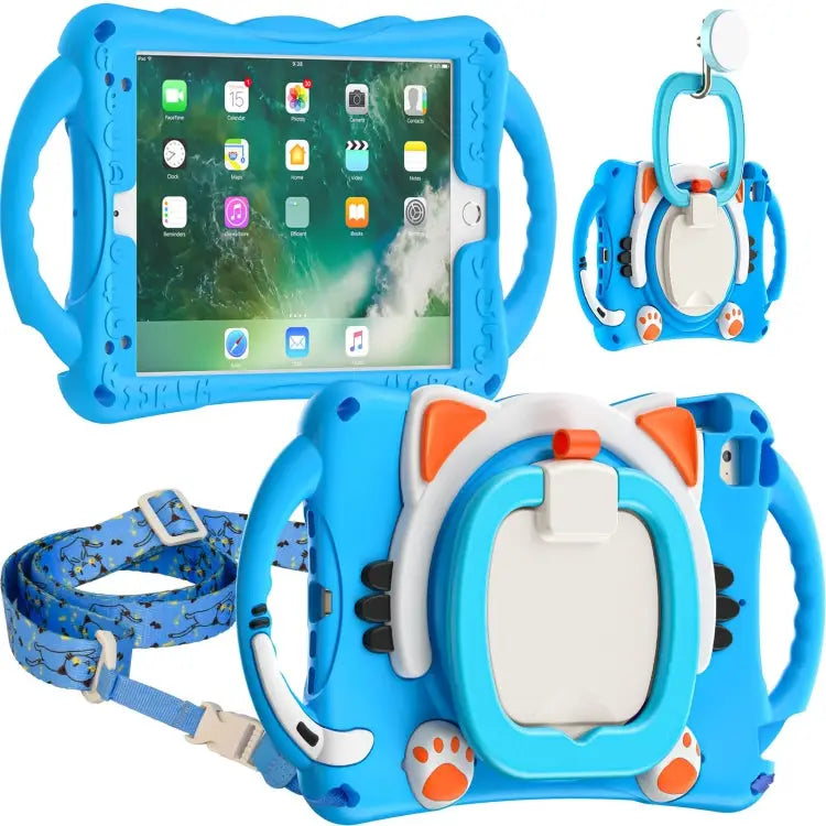 Cute Cat King Kids Shockproof EVA Protective Case with Holder & Shoulder Strap & Handle For iPad mini 2019 / 4 / 3 / 2