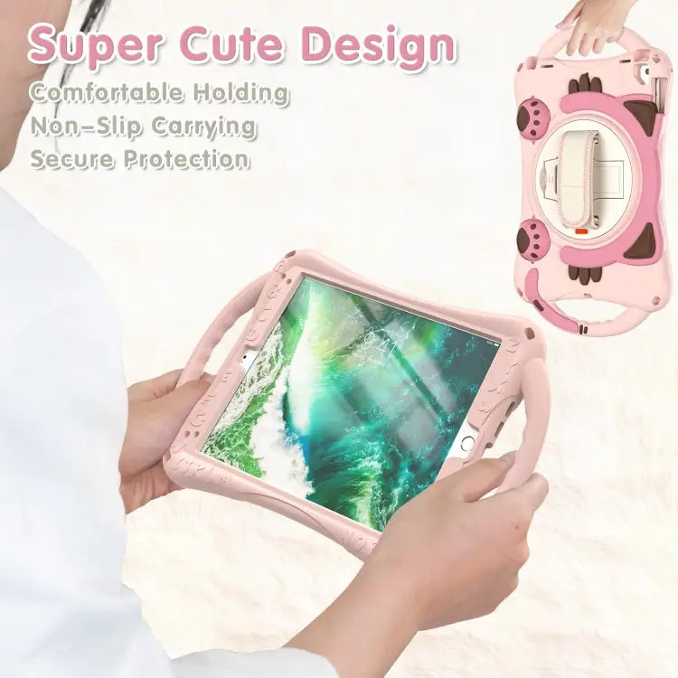 Cute Cat King Kids Shockproof EVA Protective Case with Holder & Shoulder Strap & Handle For iPad 9.7 2018 / 2017 / Air
