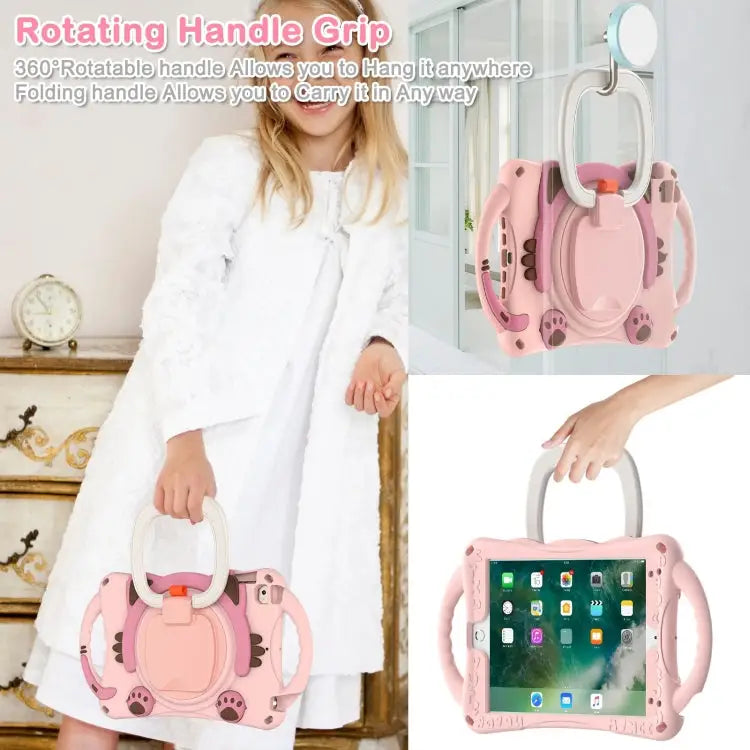 Cute Cat King Kids Shockproof EVA Protective Case with Holder & Shoulder Strap & Handle For iPad mini 2019 / 4 / 3 / 2