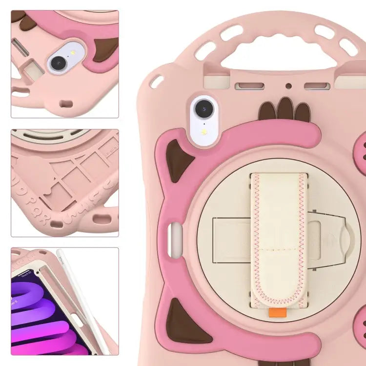 Cute Cat King Kids Shockproof EVA Protective Case with Holder & Shoulder Strap & Handle For iPad mini 6 / mini 2024