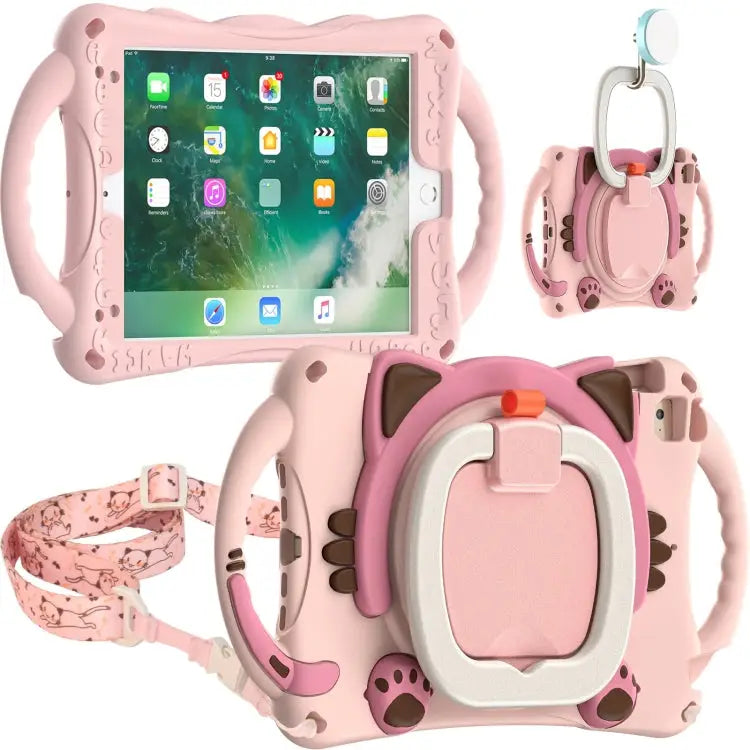 Cute Cat King Kids Shockproof EVA Protective Case with Holder & Shoulder Strap & Handle For iPad mini 2019 / 4 / 3 / 2