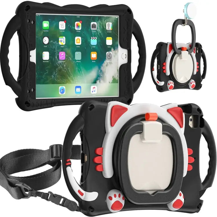 Cute Cat King Kids Shockproof EVA Protective Case with Holder & Shoulder Strap & Handle For iPad mini 2019 / 4 / 3 / 2
