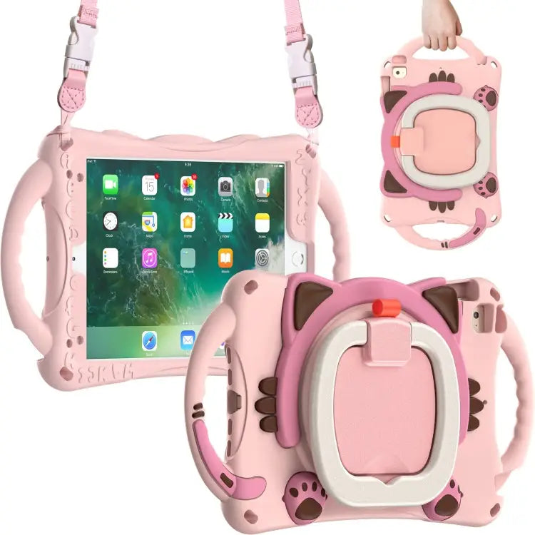 Cute Cat King Kids Shockproof EVA Protective Case with Holder & Shoulder Strap & Handle For iPad mini 2019 / 4 / 3 / 2