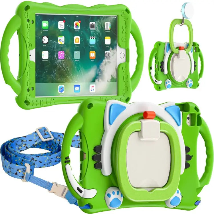 Cute Cat King Kids Shockproof EVA Protective Case with Holder & Shoulder Strap & Handle For iPad mini 2019 / 4 / 3 / 2
