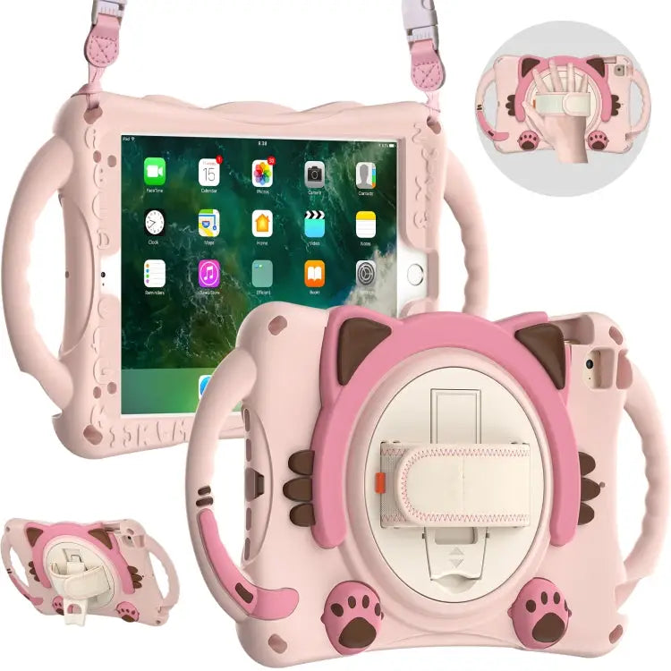 Cute Cat King Kids Shockproof EVA Protective Case with Holder & Shoulder Strap & Handle For iPad mini 5 / 4 / 3 / 2 /1