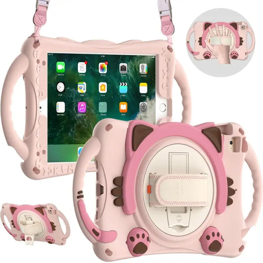 Cute Cat King Kids Shockproof EVA Protective Case with Holder & Shoulder Strap & Handle For iPad mini 5 / 4 / 3 / 2 /1