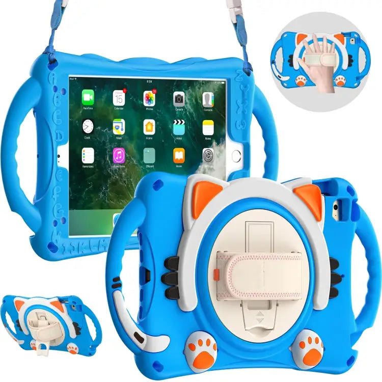 Cute Cat King Kids Shockproof EVA Protective Case with Holder & Shoulder Strap & Handle For iPad mini 5 / 4 / 3 / 2 /1