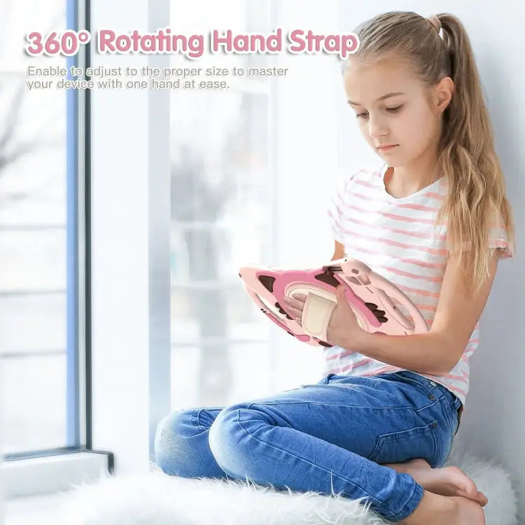 Cute Cat King Kids Shockproof EVA Protective Case with Holder & Shoulder Strap & Handle For iPad 9.7 2018 / 2017 / Air