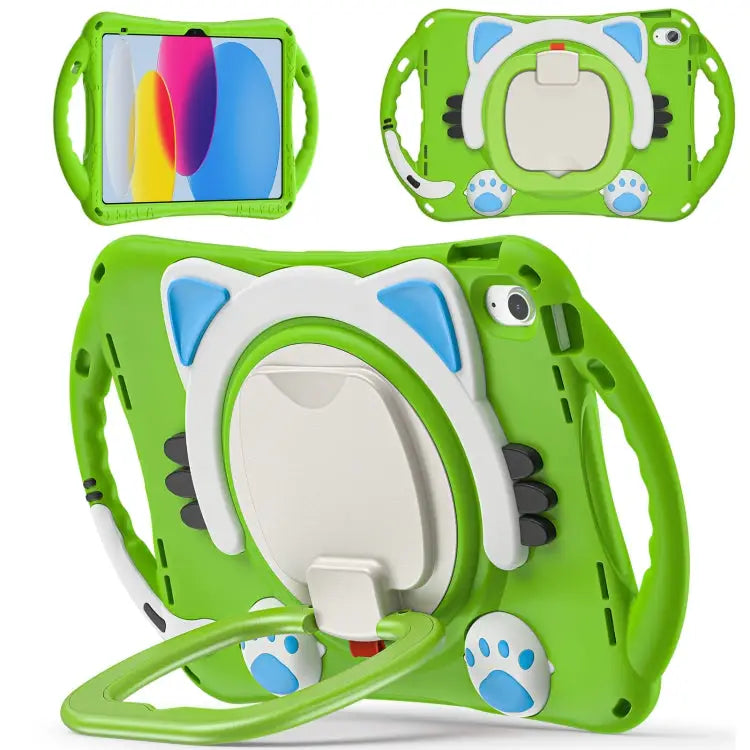 Cute Cat King Kids Shockproof EVA Tablet Case For iPad 10th Gen 10.9 2022 - For iPad 10th Gen 10.9 2022 / Green - Apple