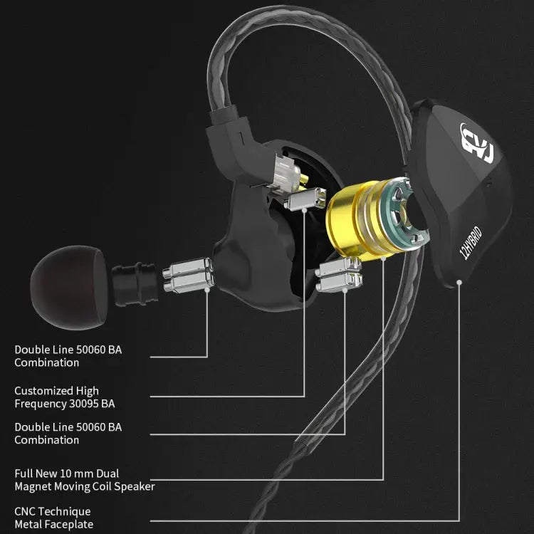 CVJ-CSN In-Ear Dual Magnetic Circuit Dynamic HIFI Wired Earphone With Mic Without Mic - Apple Accessories