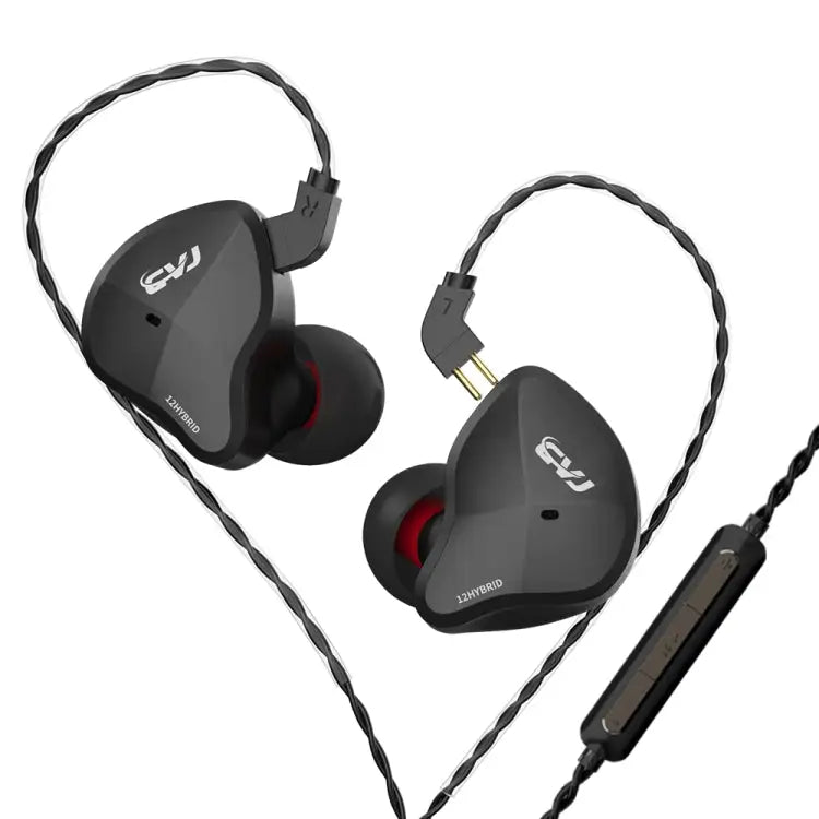 CVJ-CSN In-Ear Dual Magnetic Circuit Dynamic HIFI Wired Earphone With Mic Without Mic - With Mic / Black - Apple