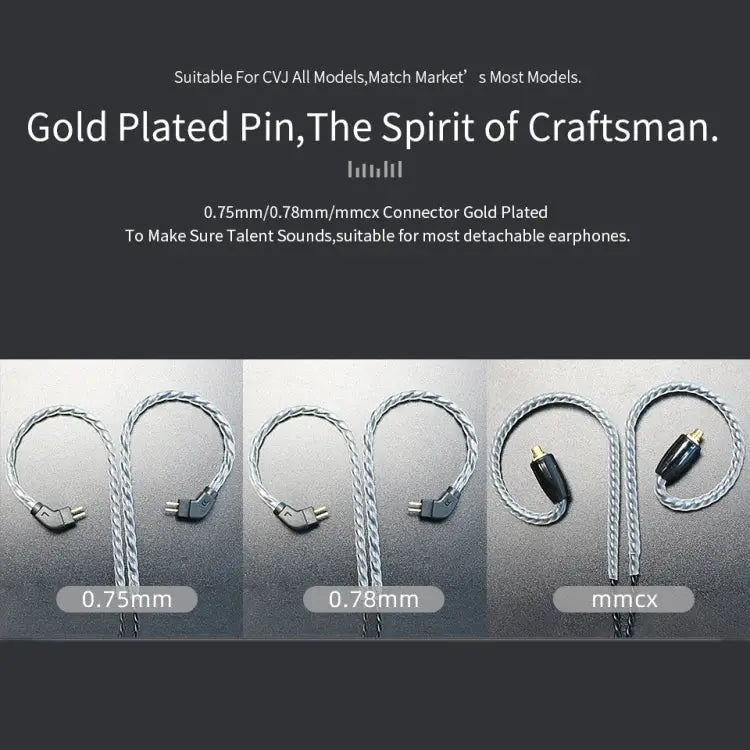 CVJ V2 1.25m Oxygen-free Copper Original 3.5mm Elbow Earphone Cable 0.75mm No Mic 0.78mm No Mic MMCX No Mic 0.75mm
