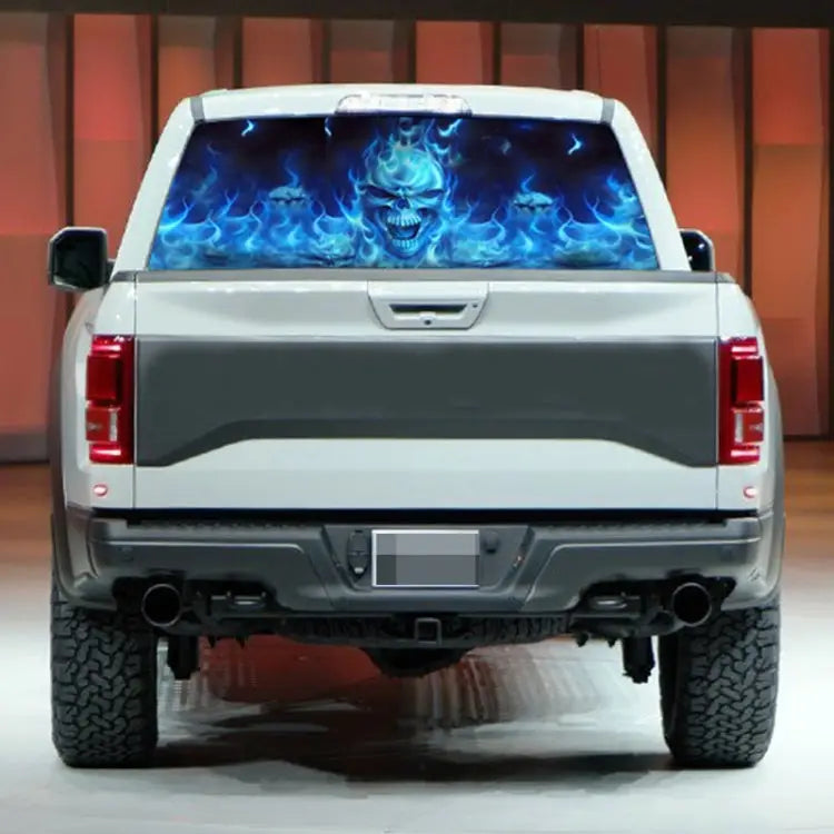 D-738 Burning Skull Car Rear Window Sticker Color Graphic Sticker 135x36cm D-738 - D-738