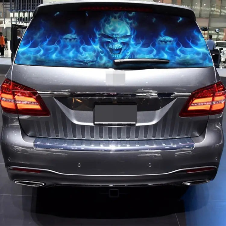 D-738 Burning Skull Car Rear Window Sticker Color Graphic Sticker 135x36cm D-738 - D-738
