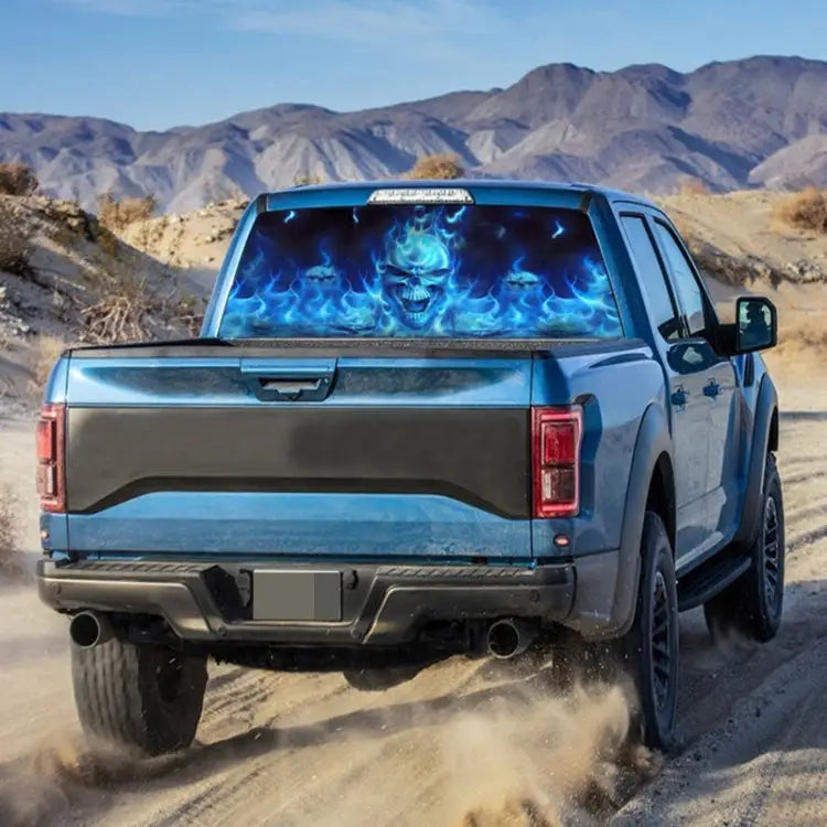 D-738 Burning Skull Car Rear Window Sticker Color Graphic Sticker 135x36cm D-738 - D-738