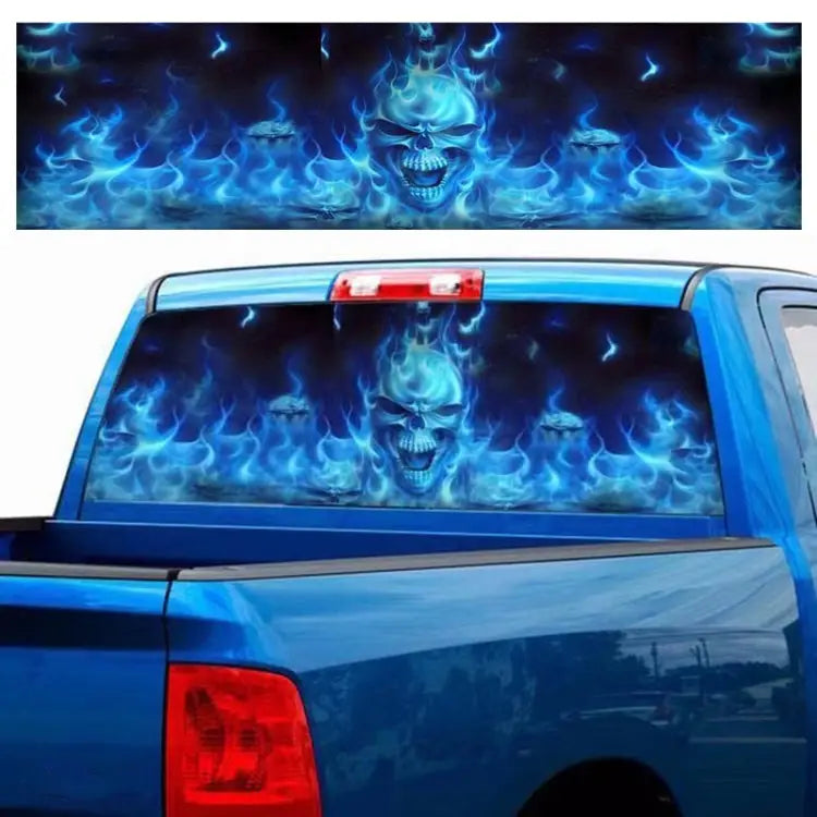 D-738 Burning Skull Car Rear Window Sticker Color Graphic Sticker 135x36cm D-738 - D-738