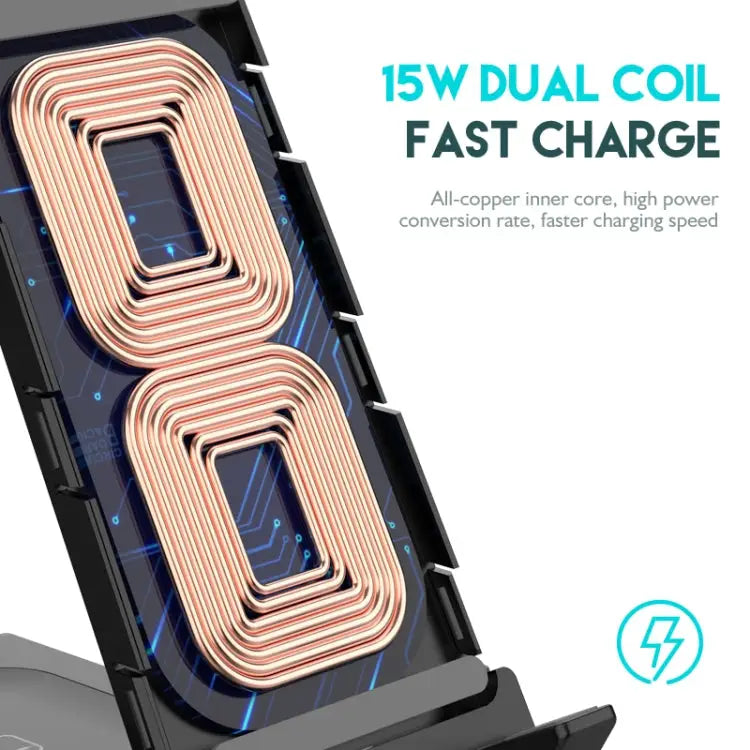 D2 15W Max 6 in 1 Multifunction Fast Wireless Charger Holder - Apple Accessories