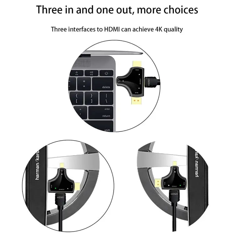 D62A DisplayPort + Mini DP + HDMI Male to HDMI Female 3 in 1 Adapter D62A - D62A