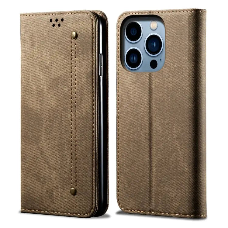 Denim Texture Casual Style Horizontal Flip Leather Case For iPhone 15 Pro For iPhone 15 Plus For iPhone 15 - For iPhone