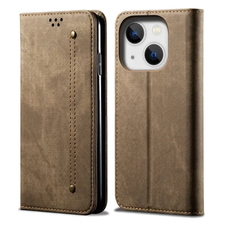 Denim Texture Casual Style Horizontal Flip Leather Case For iPhone 15 Pro For iPhone 15 Plus For iPhone 15 - For iPhone