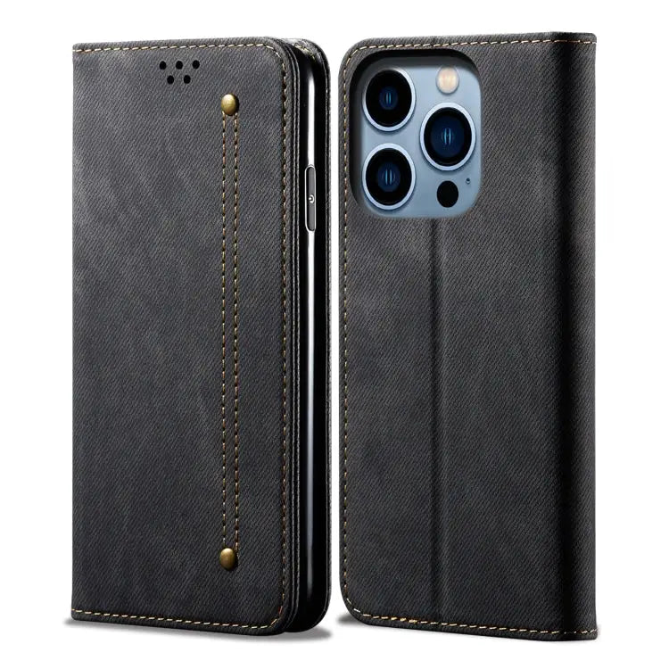Denim Texture Casual Style Horizontal Flip Leather Case For iPhone 15 Pro For iPhone 15 Plus For iPhone 15 - For iPhone