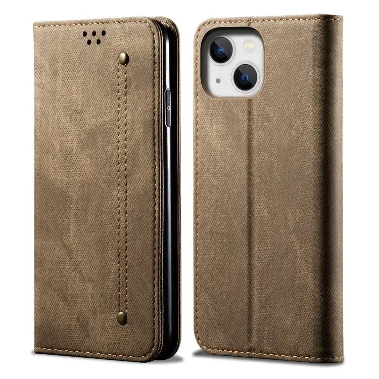 Denim Texture Casual Style Horizontal Flip Leather Case For iPhone 15 Pro For iPhone 15 Plus For iPhone 15 - For iPhone