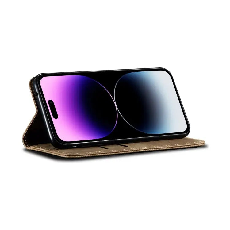 Denim Texture Casual Style Horizontal Flip Leather Case For iPhone 15 Pro For iPhone 15 Plus For iPhone 15 - Apple