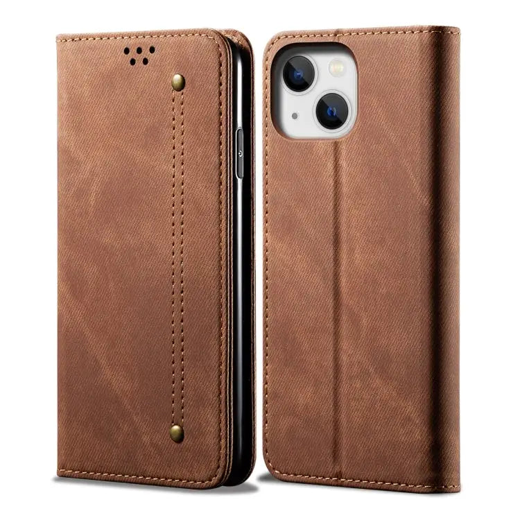 Denim Texture Casual Style Horizontal Flip Leather Case For iPhone 15 Pro For iPhone 15 Plus For iPhone 15 - For iPhone