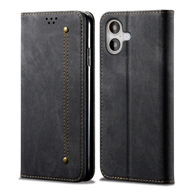 Denim Texture Casual Style Horizontal Flip Leather Case For iPhone 16e For iPhone 16 Pro Max For iPhone 16 Pro