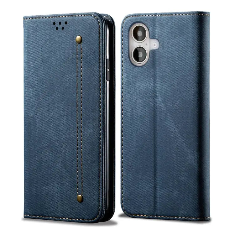 Denim Texture Casual Style Horizontal Flip Leather Case For iPhone 16e For iPhone 16 Pro Max For iPhone 16 Pro