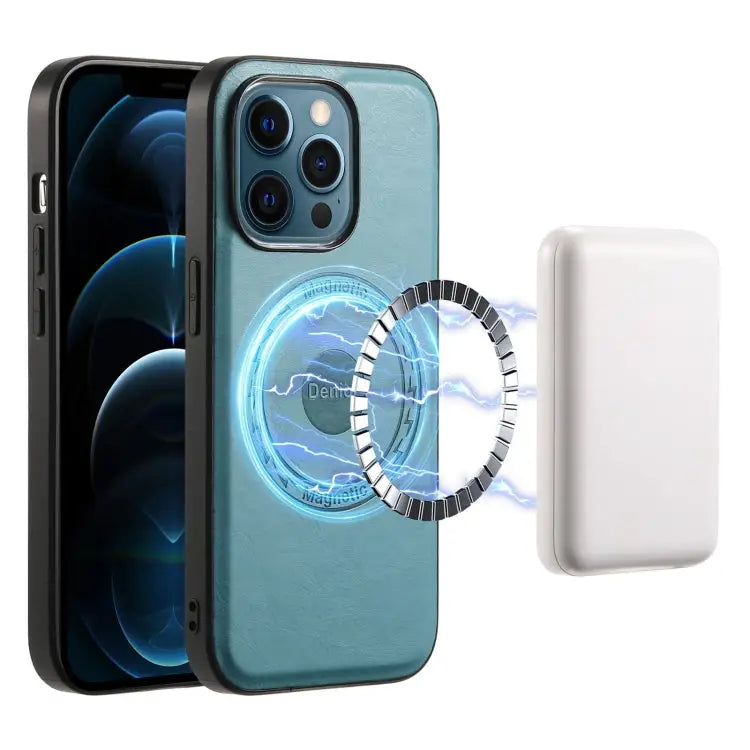 Denior Cowhide Texture Leather MagSafe Phone Case For iPhone 13 Pro Max For iPhone 13 Pro For iPhone 12/12 Pro