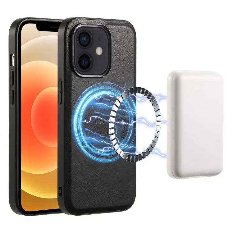 Denior Cowhide Texture Leather MagSafe Phone Case For iPhone 13 Pro Max For iPhone 13 Pro For iPhone 12/12 Pro