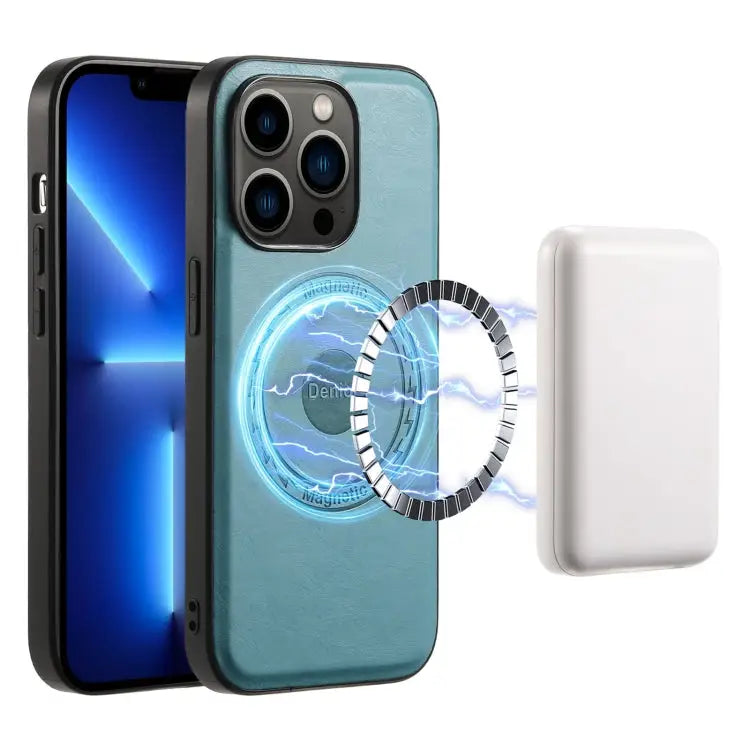 Denior Cowhide Texture Leather MagSafe Phone Case For iPhone 13 Pro Max For iPhone 13 Pro For iPhone 12/12 Pro