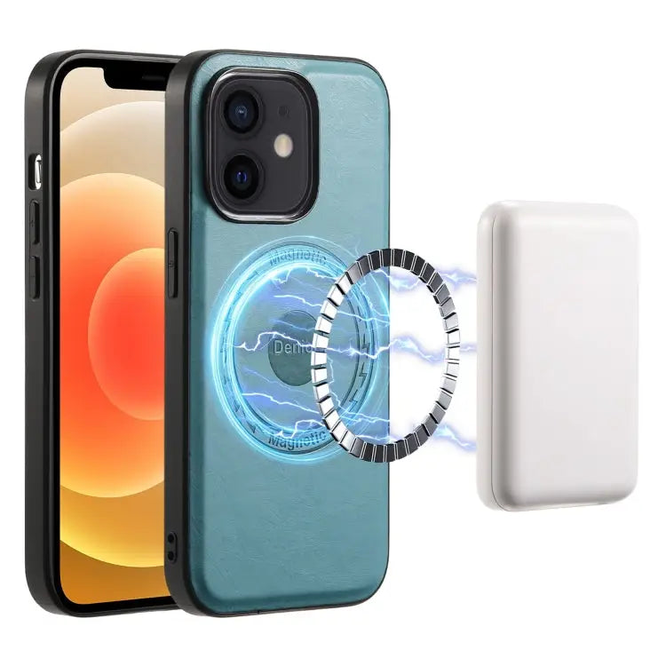 Denior Cowhide Texture Leather MagSafe Phone Case For iPhone 13 Pro Max For iPhone 13 Pro For iPhone 12/12 Pro