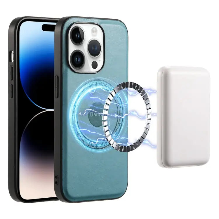 Denior Cowhide Texture Leather MagSafe Phone Case For iPhone 15 Plus For iPhone 15 For iPhone 14 Plus For iPhone 14/13