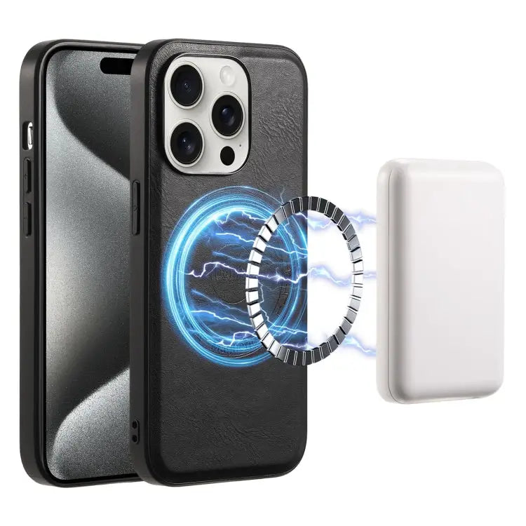 Denior Cowhide Texture Leather MagSafe Phone Case For iPhone 16 Pro Max For iPhone 16 Pro For iPhone 16 Plus For iPhone