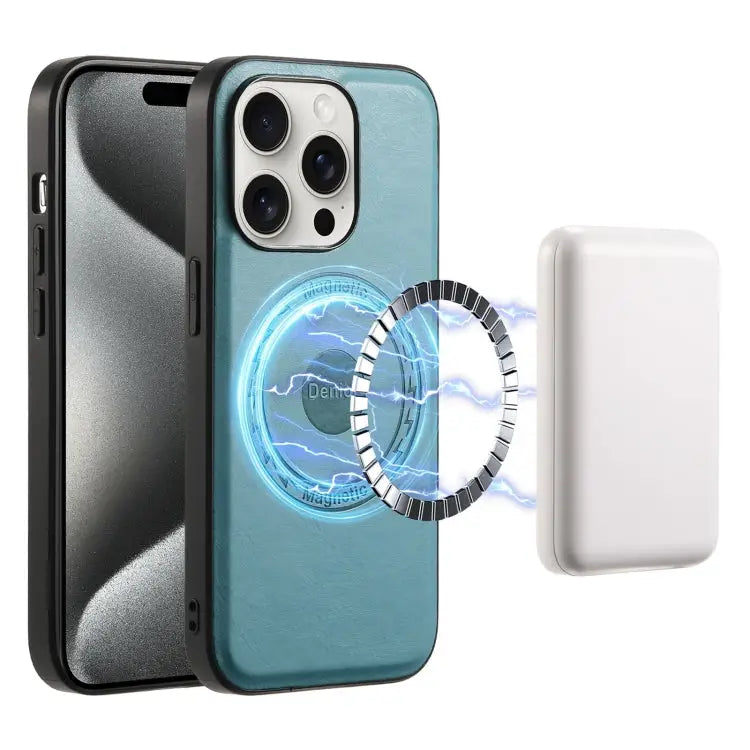 Denior Cowhide Texture Leather MagSafe Phone Case For iPhone 16 Pro Max For iPhone 16 Pro For iPhone 16 Plus For iPhone