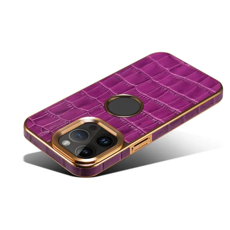 Denior Crocodile Texture Genuine Leather Electroplating Phone Case For iPhone 12 Pro Max - Apple Accessories