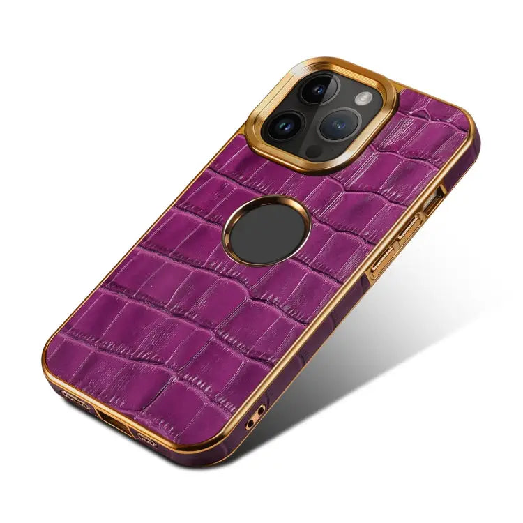 Denior Crocodile Texture Genuine Leather Electroplating Phone Case For iPhone 12 Pro Max - Apple Accessories